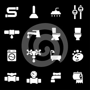 Vector white plumbing icons set