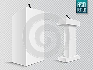 Vector White Podium Tribune Rostrum Stand with Microphones