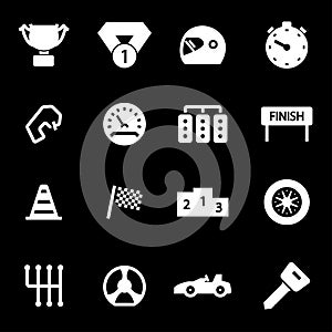 Vector white racing icons set
