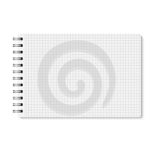 Vector white realistic opened spiral bound notebook