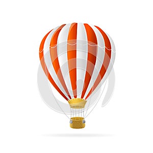 Vector white and red hot air ballon isolated