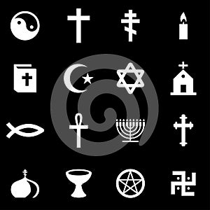 Vector white religion icon set