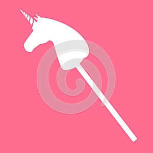 Vector white riding hobby horse unicorn silhouette