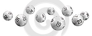 Vector white rolling bingo lottery balls