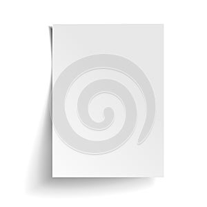 Vector White sheet of paper. Realistic empty paper note template