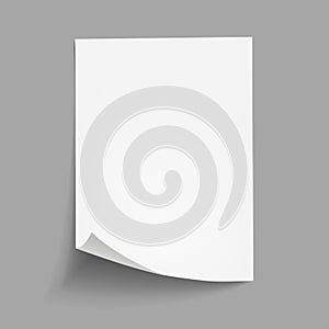 Vector White sheet of paper. Realistic empty paper note template