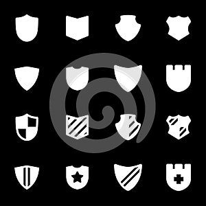 Vector white shield icons set