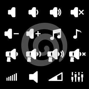 Vector white speaker icons set