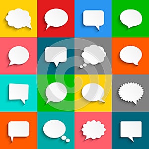 Vector white speech bubbles icon set