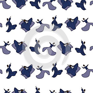 Vector White Sufi dancers Dervish background pattern