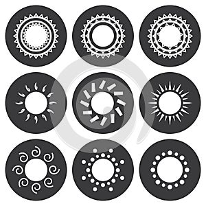 Vector white sun icons set