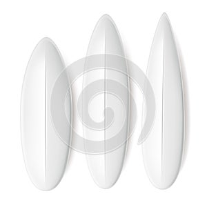 Vector white surfboards set surfing design mockup