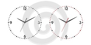 Vector White Wall Office Clock Dial Set Isolated on White Background. Design Template