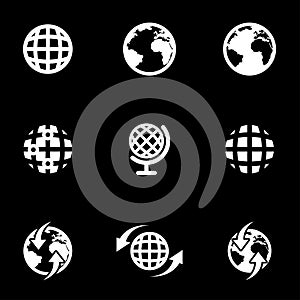 Vector white world map icon set