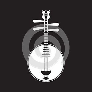 Vector white yueqin template, chinese string musical instrument.