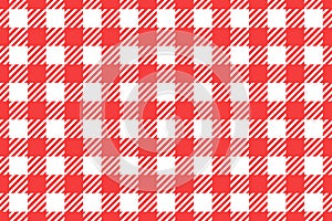 Vector Wide Seamless pattern. Cell background red color fashion cloth cage. Abstract checkered backdrop on white. photo