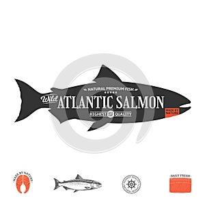Vector wild atlantic salmon label