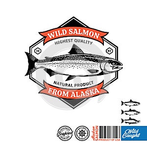 Vector wild caught salmon logo