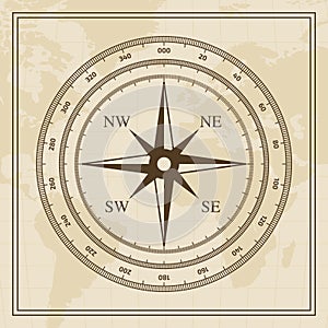 Vector Wind rose on a world map background