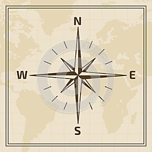 Vector Wind rose on a world map background