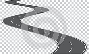 Vector winding road on transparent background. Vector E