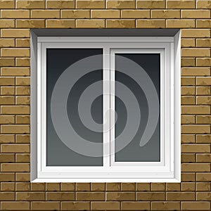Vector Window with Rolling Shutters on a Brick Wall