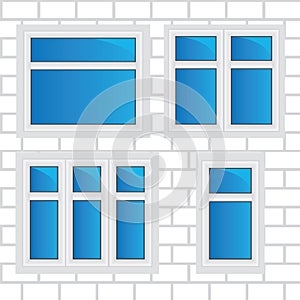 Vector windows, brick wall