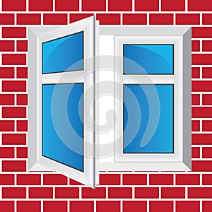Vector windows, brick wall