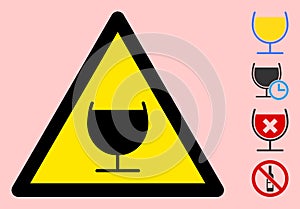 Vector Wine Glass Warning Triangle Sign Icon