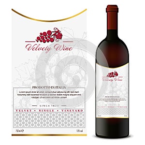 Vector wine label with bottle