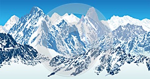 Vector winter alps mountains illustration