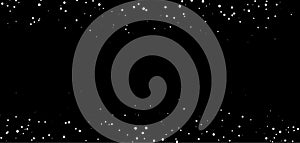 Vector winter background Frame Border featuring snowflake pattern. White snow Falling Gradient over night sky with