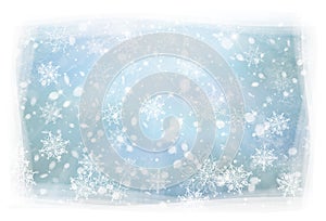 Vector winter, blue, snowflakes background.