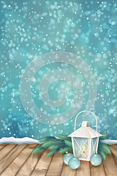 Vector Winter Christmas Scene Background