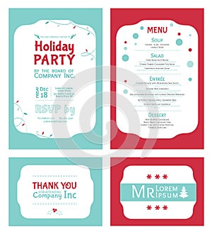 Vector Winter Holiday Party Invitation Set. Light