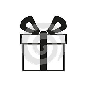 Vector winter logo design. Black and whiter Christmas box with git icon