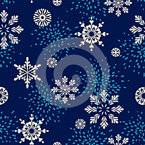 Vector winter seamless pattern with snowflakes.