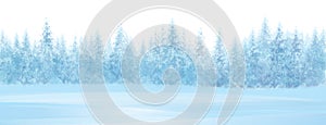 Vector winter snowy forest.