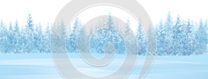 Vector winter snowy forest.