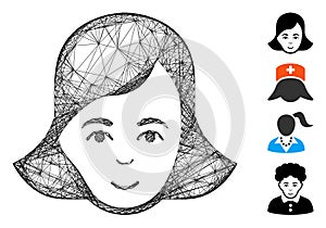 Hatched Lady Face Vector Mesh