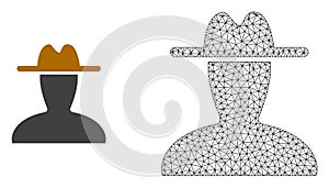 Vector Wire Frame Mesh Peasant Persona and Flat Icon photo