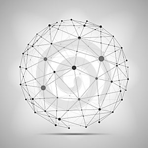 Vector wireframe connecting earth sphere. Globe connection concept