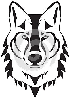 Vector Wolf Head Silhouette Isolated On White Background