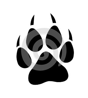 Vector Wolf Paw Print Isolated on White Background.