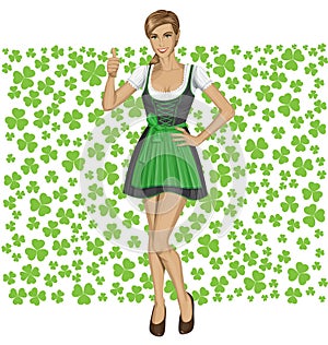 Vector Woman In Drindl On Saint Patricks Day