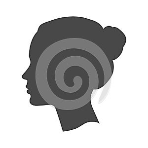 Vector woman face in profile. Portrait of girl looking side and front angles. line sketch isolated illustration on white