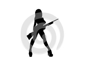 Vector woman with a gun