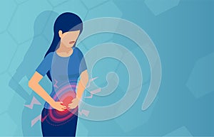 Vector of a woman with stomach pain