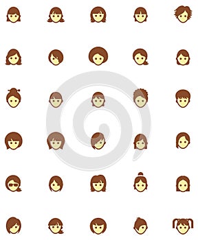 Vector women faces icon set