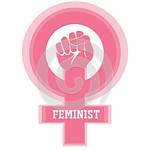 Vector women resist symbol. Isolated background